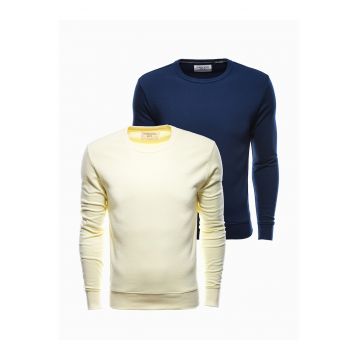 Set de bluze cu decolteu la baza gatului - 2 piese - Galben pal/Bleumarin