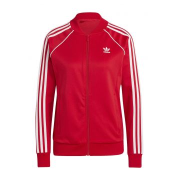Bluza de trening cu fermoar Adicolor Classics - Alb optic/Rosu vermillion