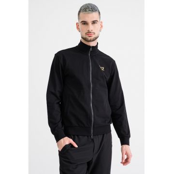 Bluza de trening cu guler inalt si fermoar - Negru stins