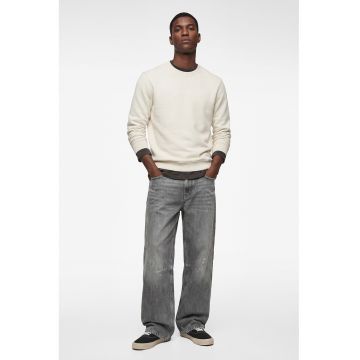 Bluza de trening uni cu mansete si terminatii elastice - Alb fildes