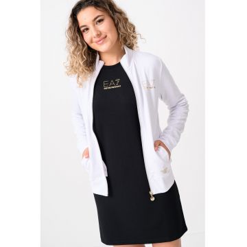 Bluza sport cu fermoar si buzunare laterale - Albastru pal