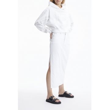 Hanorac crop de bumbac organic supradimensionat - Alb