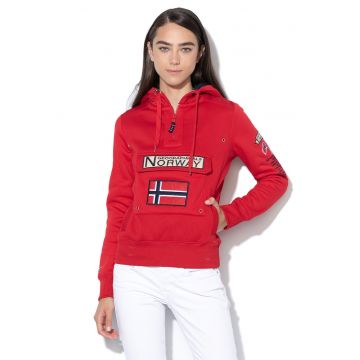 Hanorac cu buzunar frontal si captuseala din fleece Gymclass - Rosu