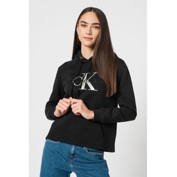 Hanorac din amestec de bumbac organic cu logo - Negru