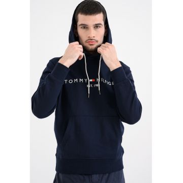 Hanorac din bumbac organic cu logo brodat - Bleumarin