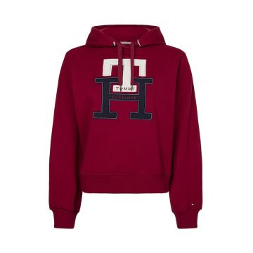 Hanorac regular fit de bumbac organic - Rosu