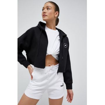adidas by Stella McCartney bluză trening culoarea negru, cu glugă, uni HR2214