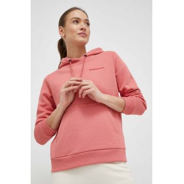 Peak Performance bluza femei, culoarea roz, cu glugă, neted Peak Performance bluza femei, culoarea roz, cu glugă, neted